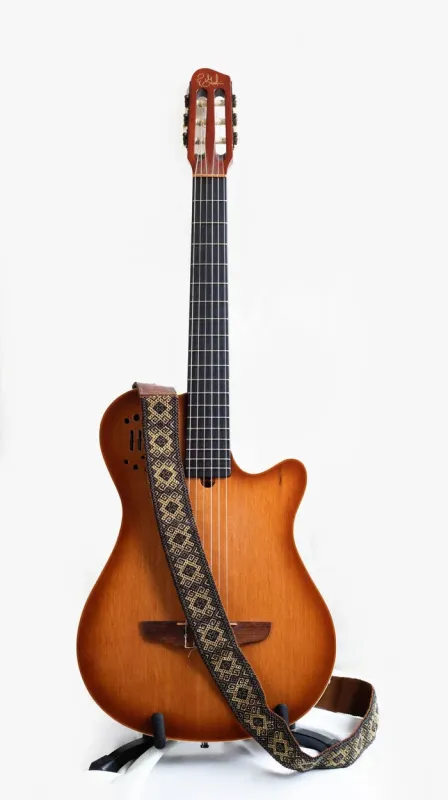 Handmade Beaded Guitar Strap made by Cave and Post