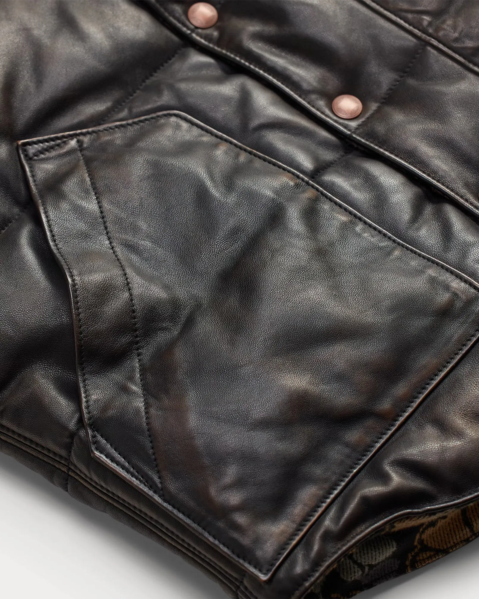 RRL Reversible Leather-Jacquard Vest sold by Cave and Post product image thumbnail 5