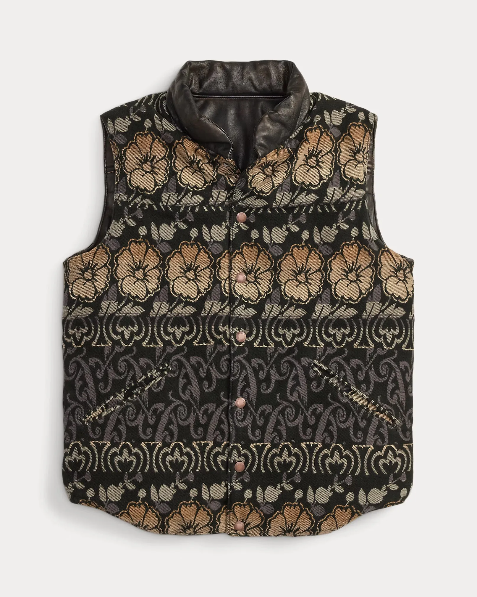 RRL Reversible Leather-Jacquard Vest sold by Cave and Post product image thumbnail 3