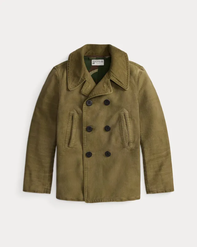 RRL Textured Cotton Peacoat made by Cave and Post