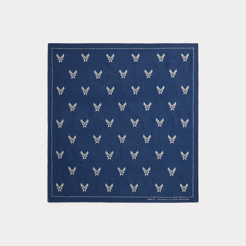 Winged-Logo Indigo Bandanna made by Cave and Post