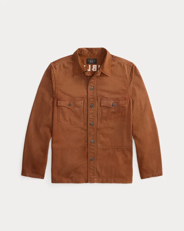 RRL Embroidered Herringbone Twill Overshirt sold by Cave and Post
