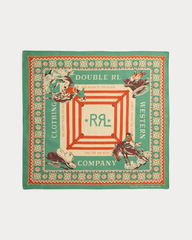 RRL Indigo Western-Print Cotton Bandana made by Cave and Post