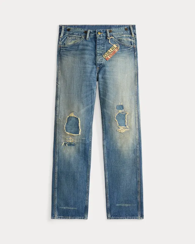 RRL Straight Fit Eastborough Distressed Jean sold by Cave and Post