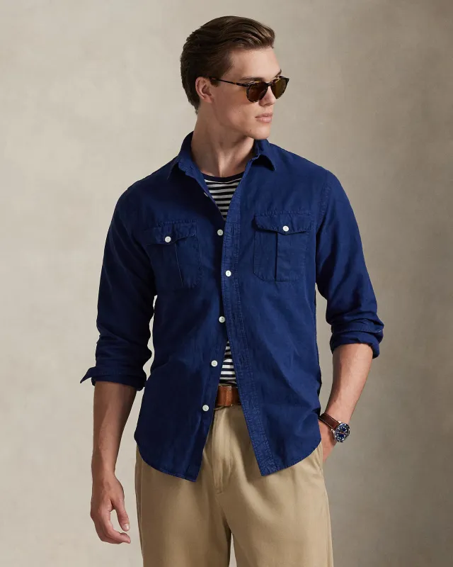 Classic Fit Linen-Silk-Cotton Workshirt - Indigo made by Polo by Ralph Lauren