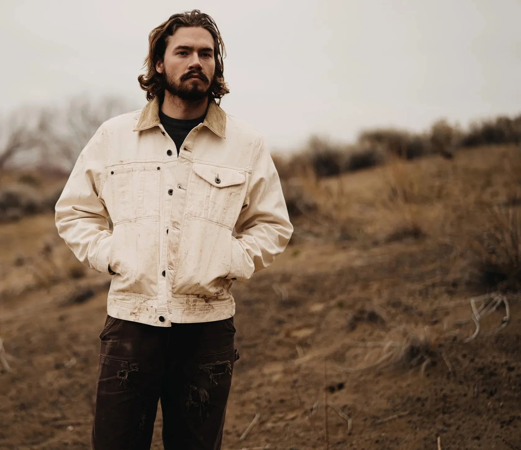 Rustic Canvas Short Cruiser Jacket - Natural Seed sold by Cave and Post product image thumbnail 2