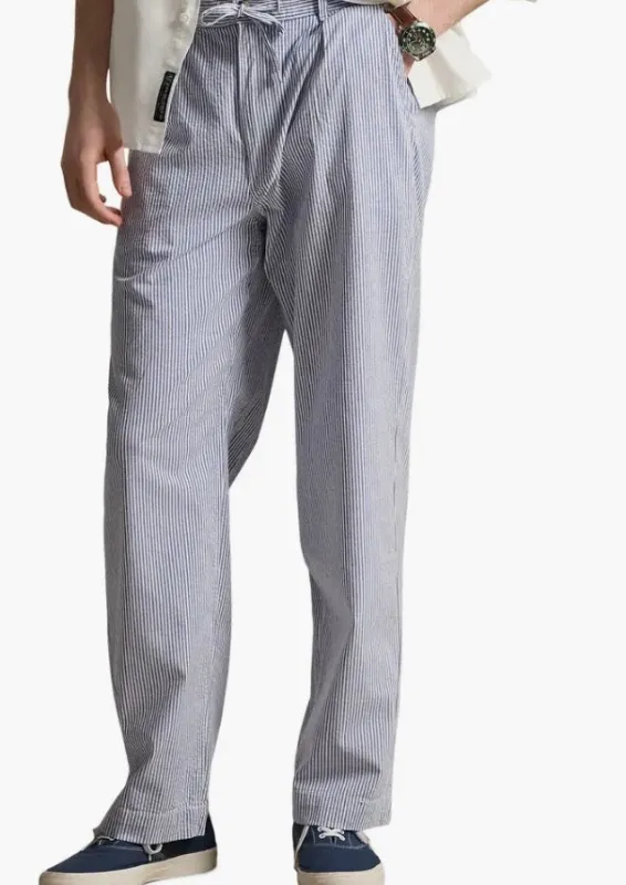 Prepster Easy Pant-Blue and White Seersucker made by Polo by Ralph Lauren