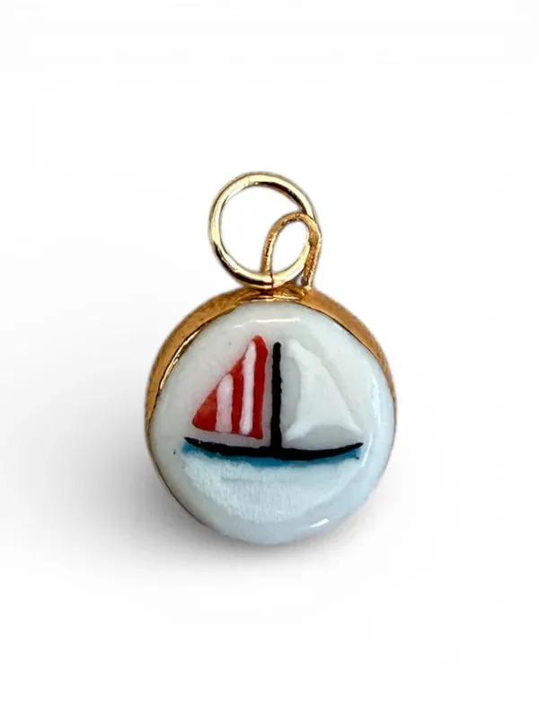Sailboat Small Circle Charm Charm made by Cave and Post