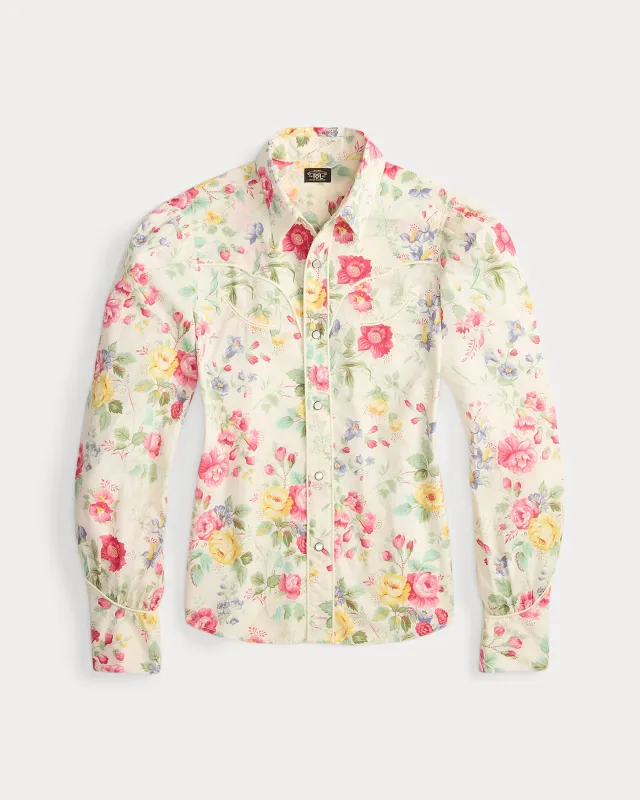 RRL Floral Cotton Voile Western Blouse made by RRL