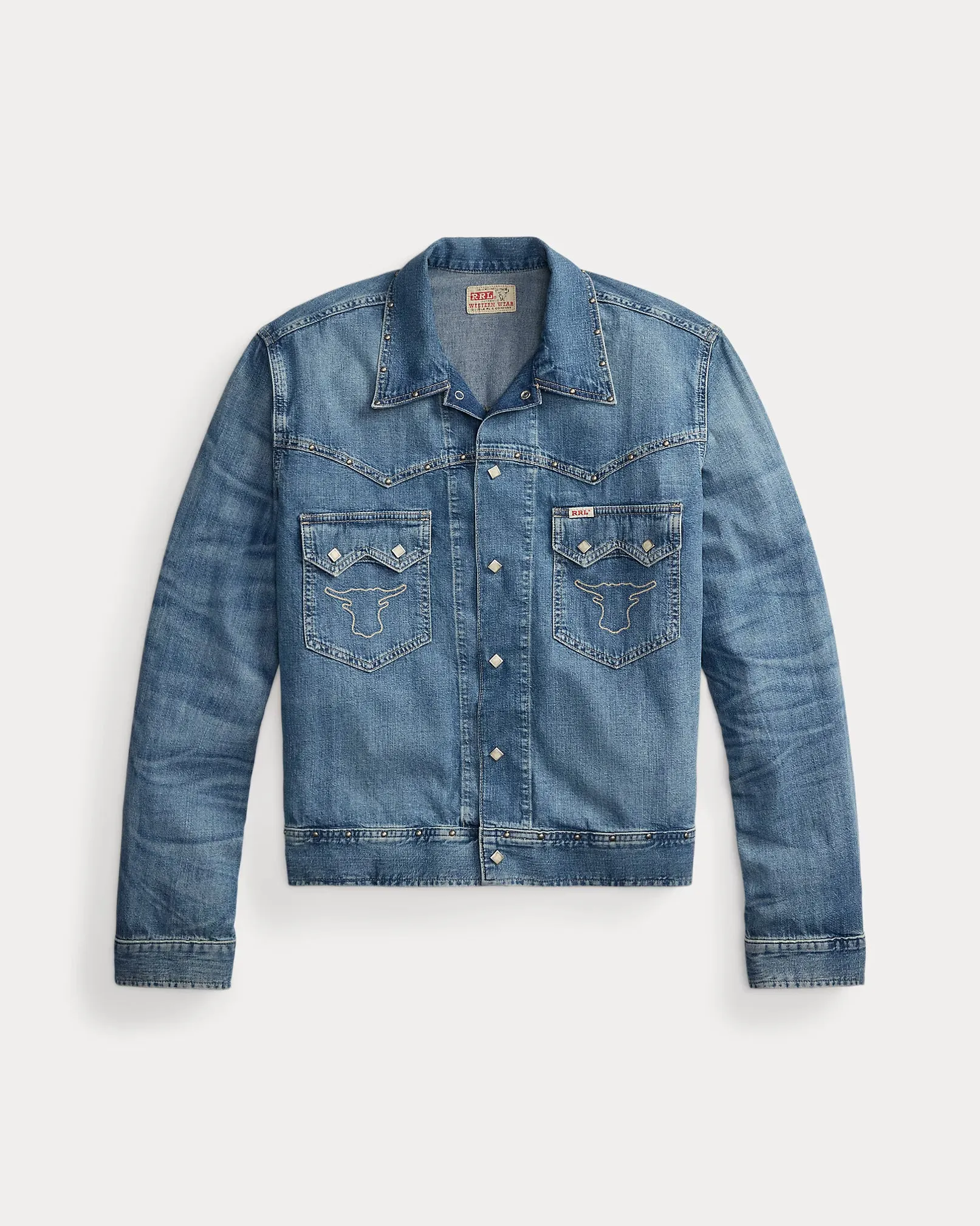 RRL Studded Indigo Denim Jacket sold by Cave and Post