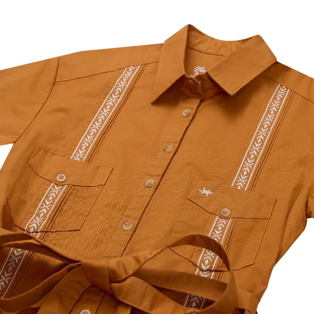 Tejas Guayabera Dress - Burnt Orange sold by Cave and Post product image thumbnail 2