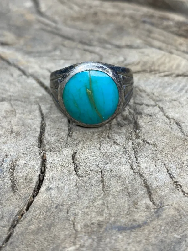Vintage Turquoise Sterling Silver Men's Ring - Size 11 made by Cave and Post