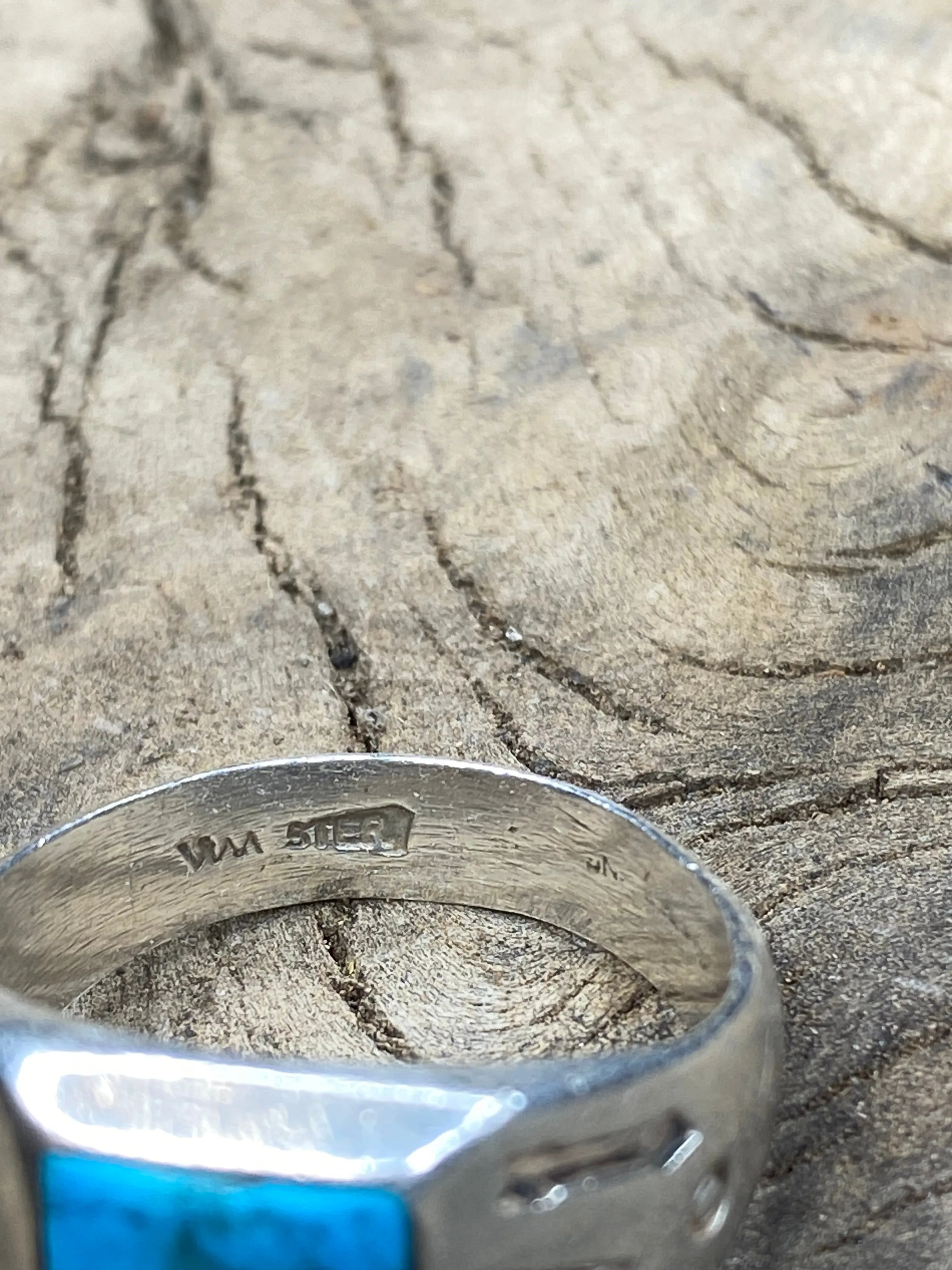 Vintage Turquoise Stamped Sterling Silver Arrows Ring - Size 11.5 sold by Cave and Post product image thumbnail 4