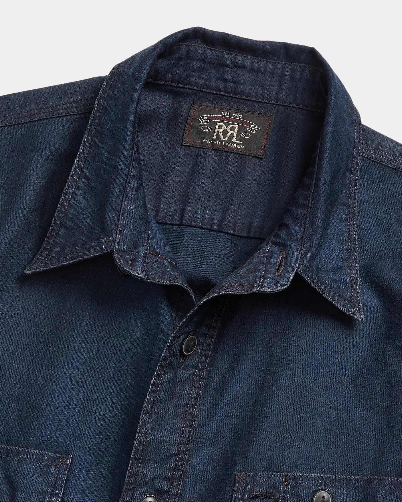 RRL Indigo Cotton-Linen Sateen Workshirt sold by Cave and Post product image thumbnail 3