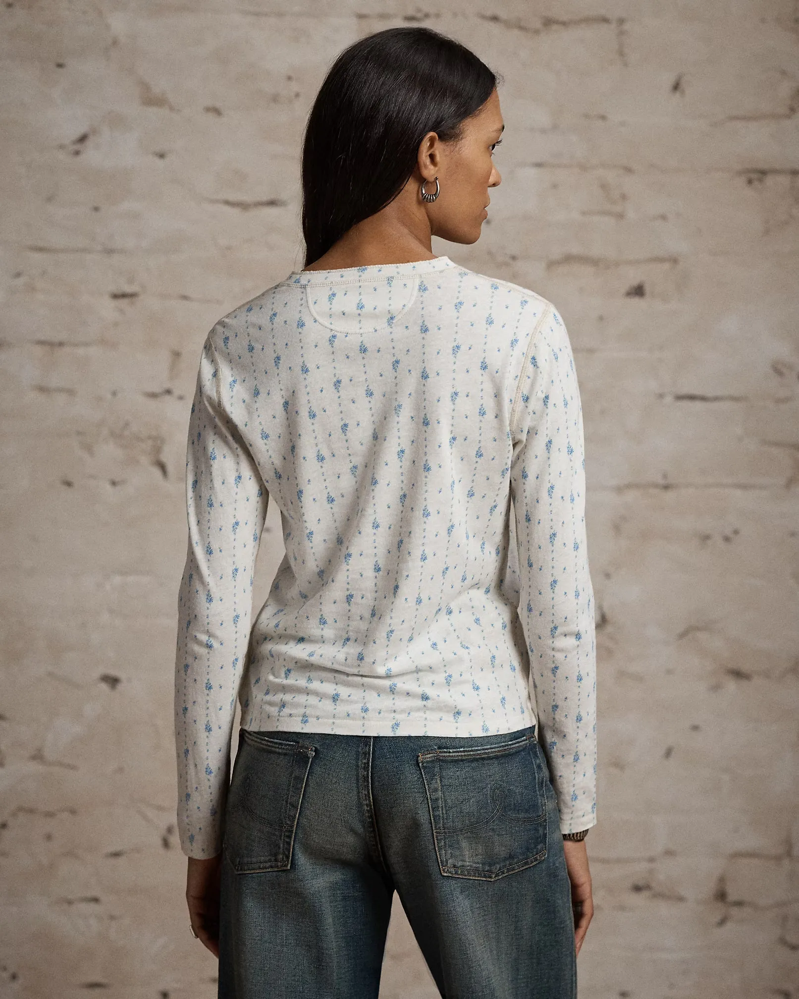 Floral Linen-Cotton Henley Shirt sold by Cave and Post product image thumbnail 4