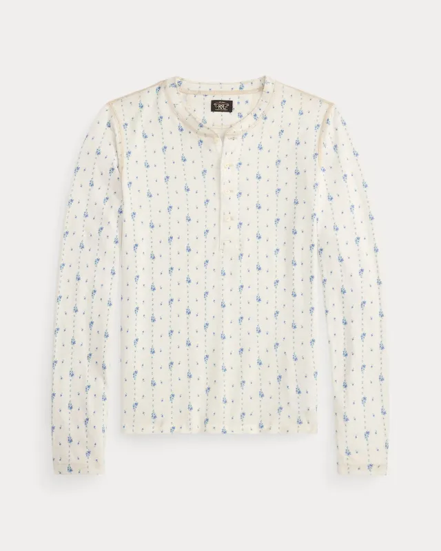 Floral Linen-Cotton Henley Shirt made by RRL