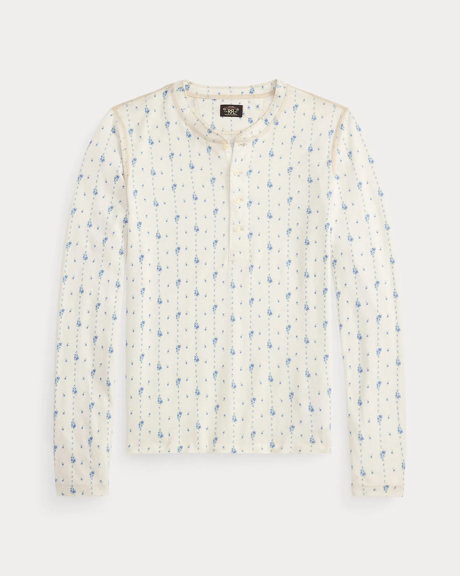 Floral Linen-Cotton Henley Shirt sold by Cave and Post