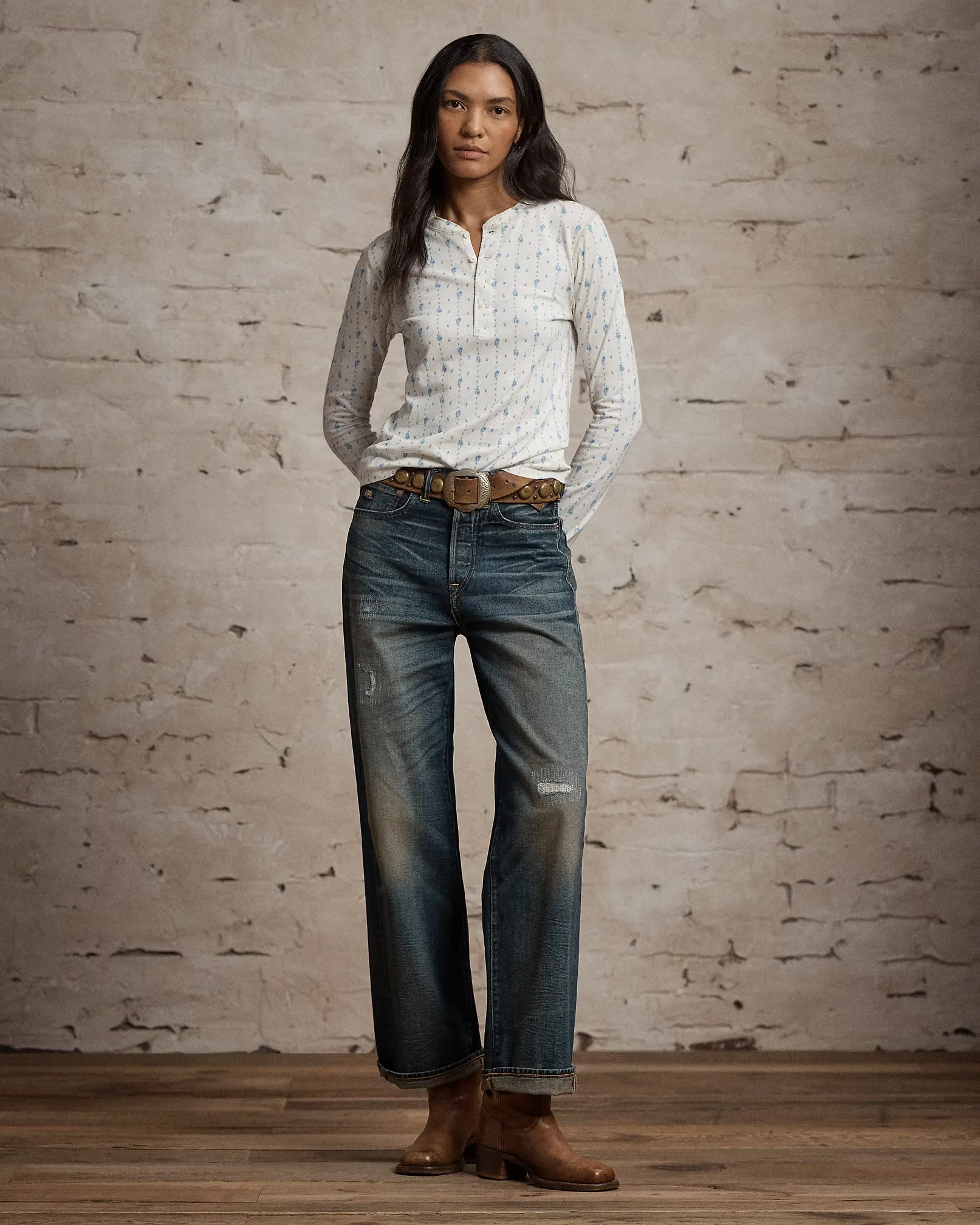 Floral Linen-Cotton Henley Shirt sold by Cave and Post product image thumbnail 3