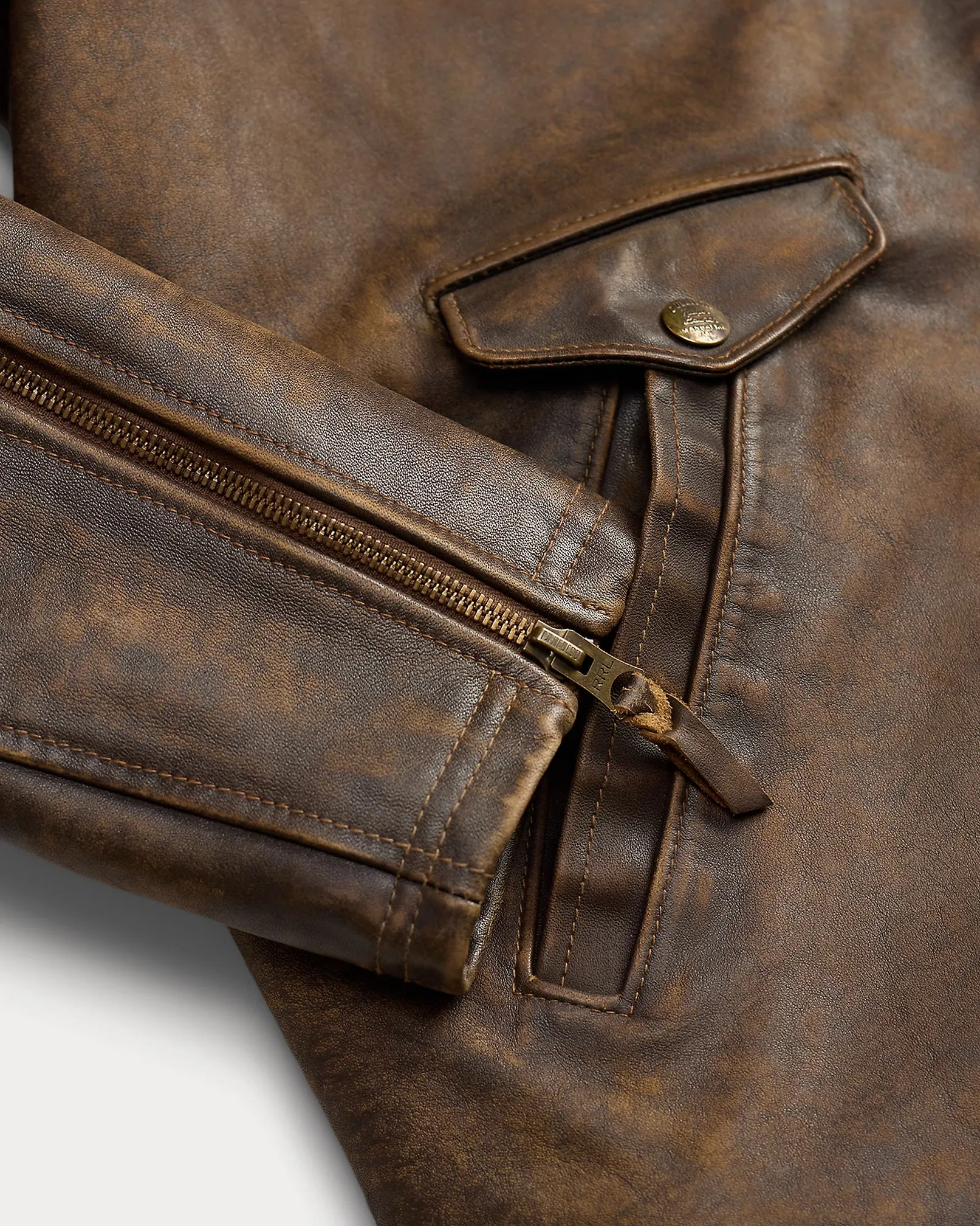 RRL Lined Leather Zipper Jacket sold by Cave and Post product image thumbnail 4