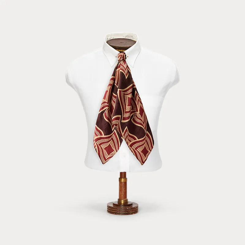 RRL Wavy-Geometric Silk Jacquard Cravat made by RRL