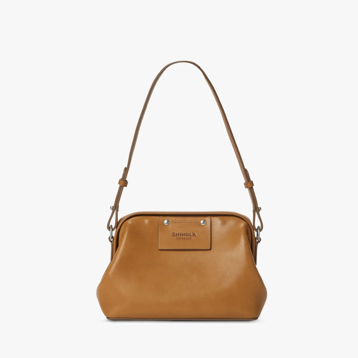 Rivet Frame Shoulder Bag - Natural Leather sold by Cave and Post