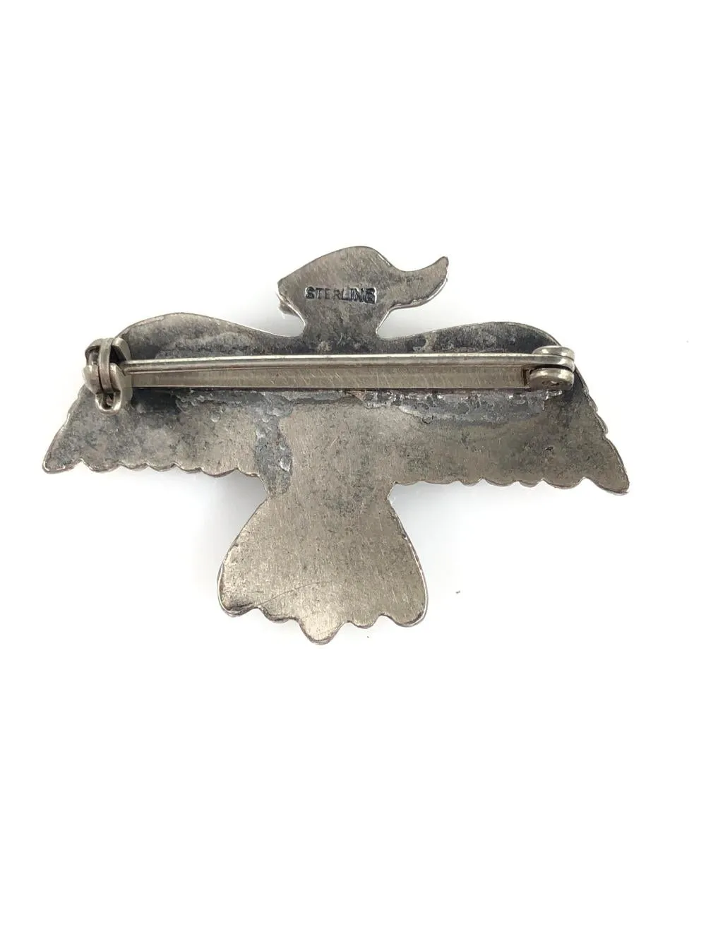 VINTAGE NATIVE AMERICAN STERLING TURQUOISE THUNDERBIRD BROOCH sold by Cave and Post product image thumbnail 2