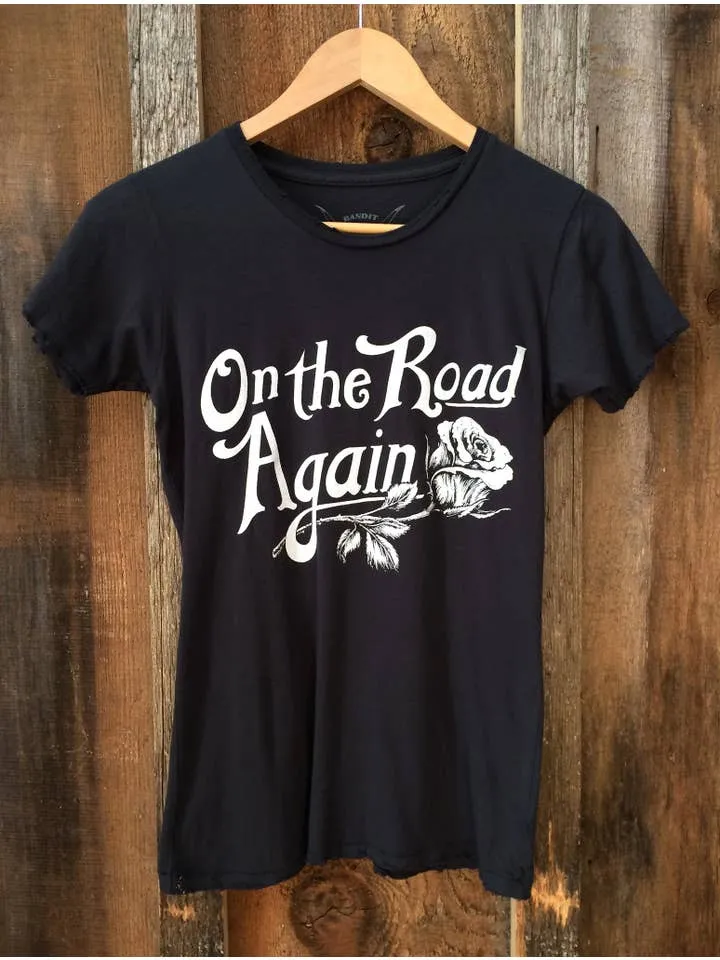 On The Road Again Womens Tee Blk/White sold by Cave and Post