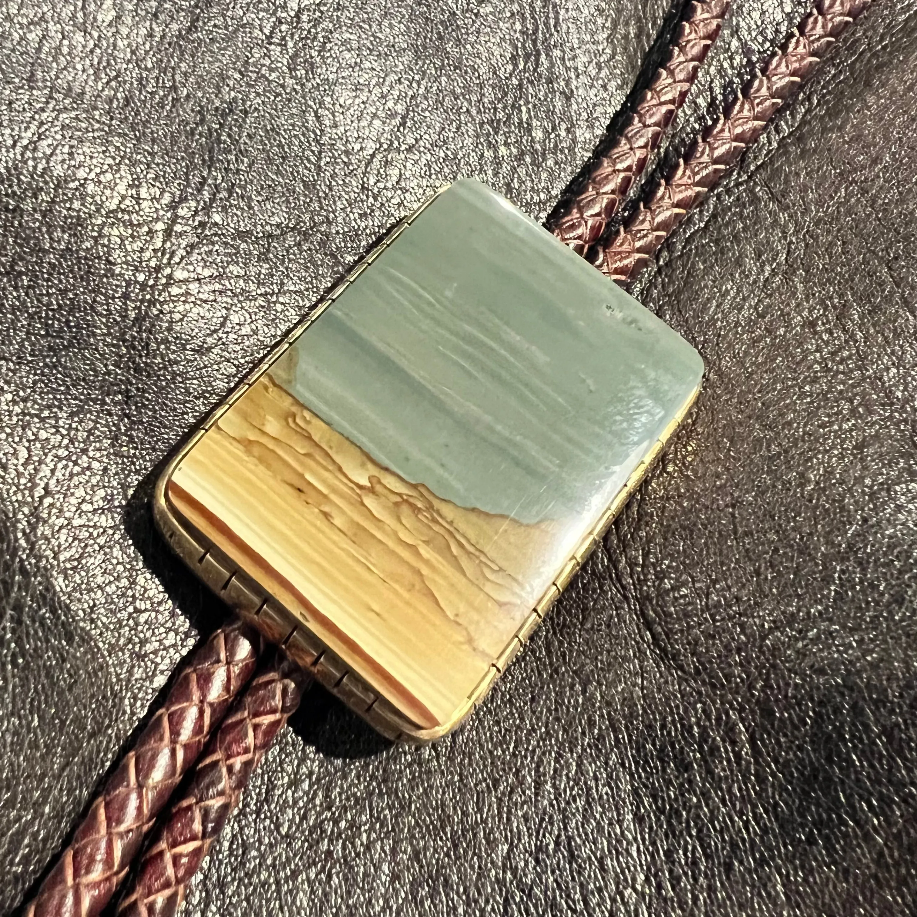 Succor Creek Picture Jasper Bolo Tie sold by Cave and Post