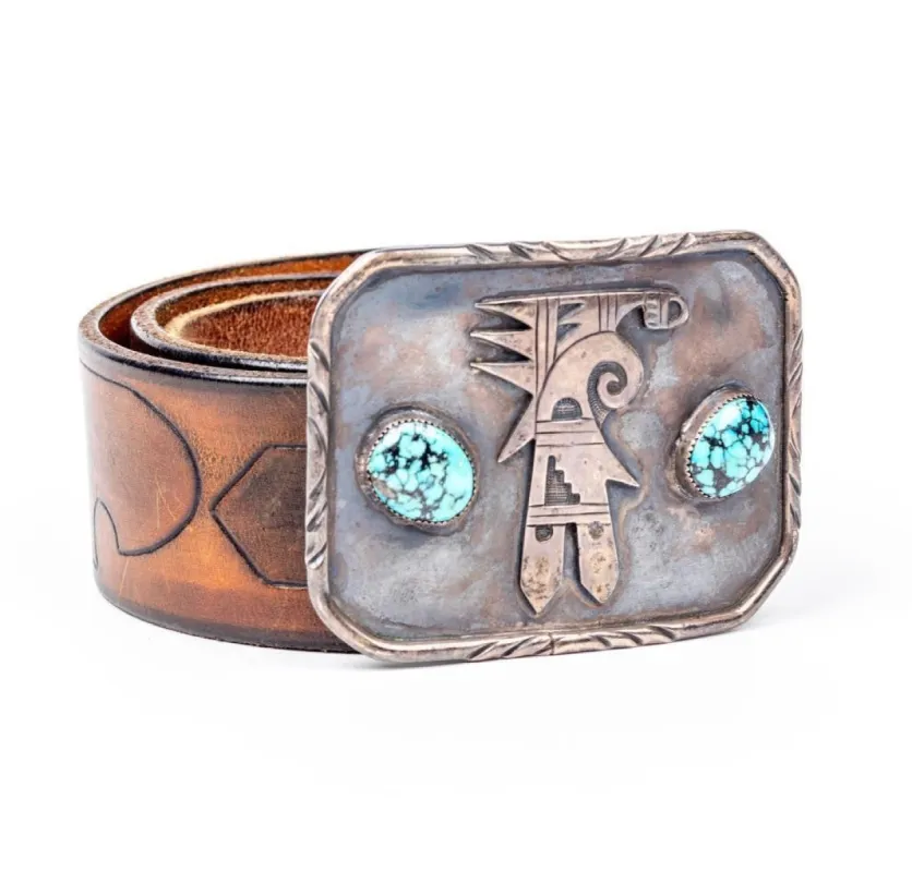 Vintage Sterling and Turquoise Belt / Buckle sold by Cave and Post