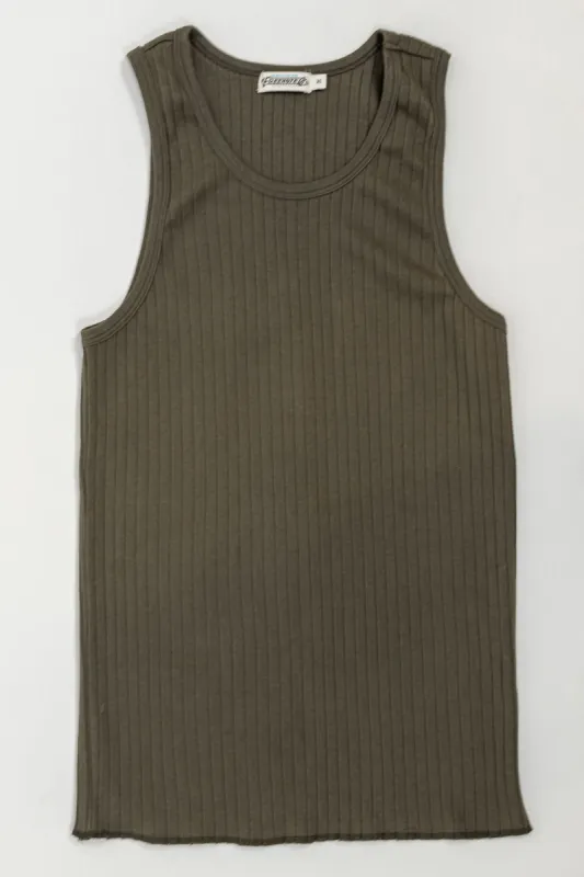 FREENOTE COTTON RIBBED TANK - OLIVE sold by Cave and Post