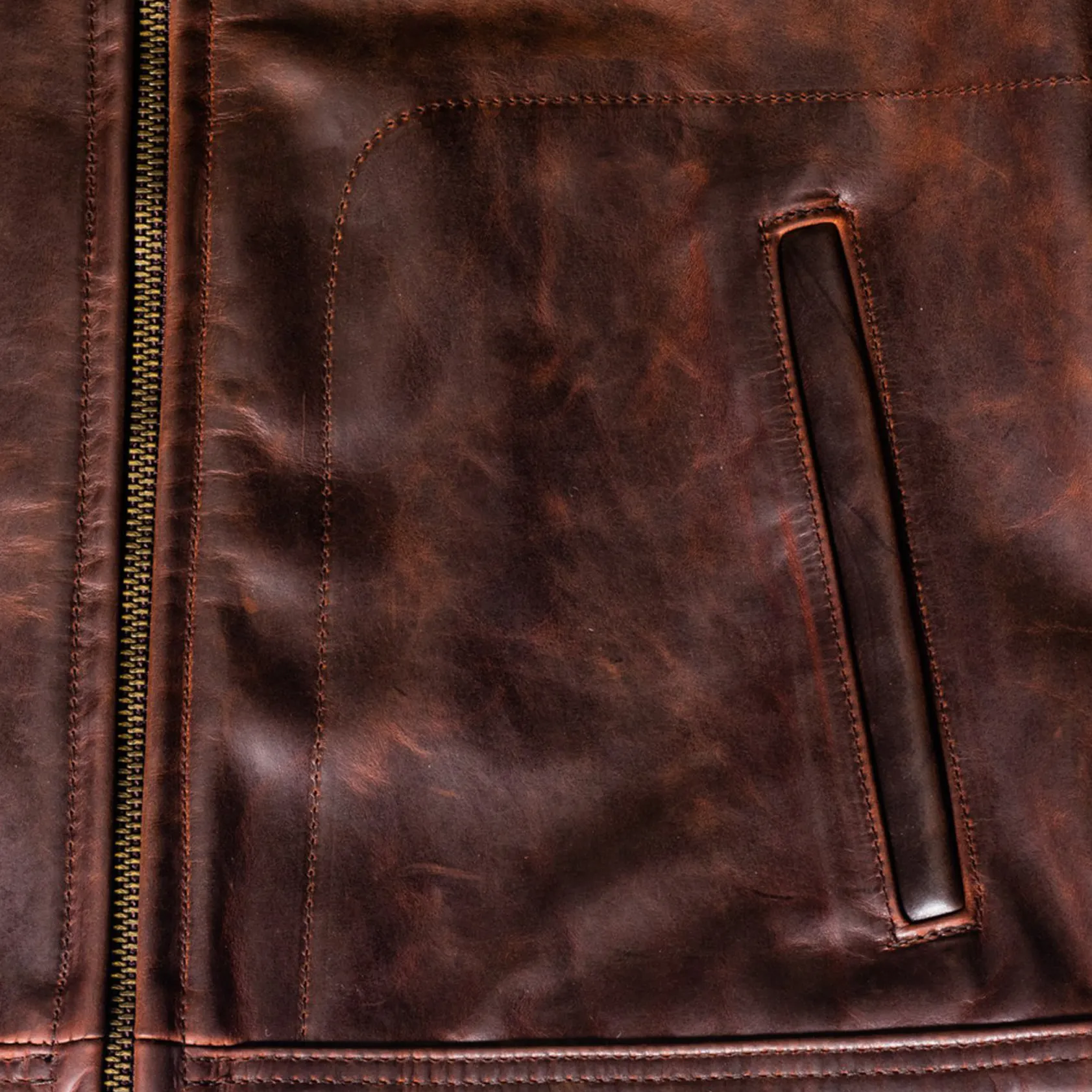 Lightweight Unlined Cowhide Trucker Jacket - Whiskey sold by Cave and Post product image thumbnail 3