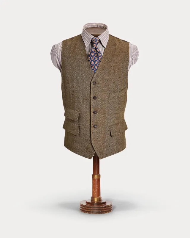 RRL Linen Herringbone Vest sold by Cave and Post