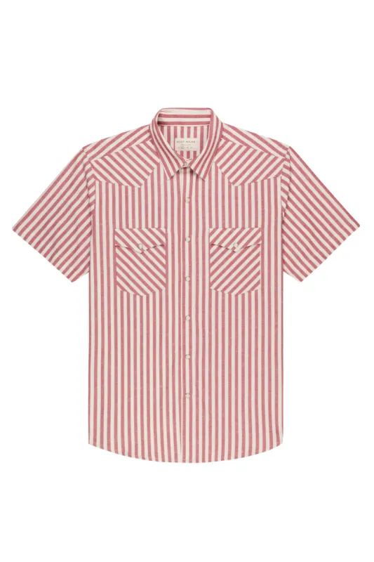 West Major Chambray Slub Red Stripe sold by Cave and Post