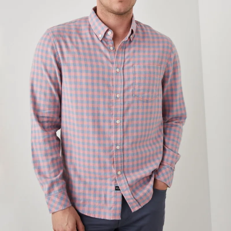 Reid Shirt - Melon Denim Melange sold by Cave and Post