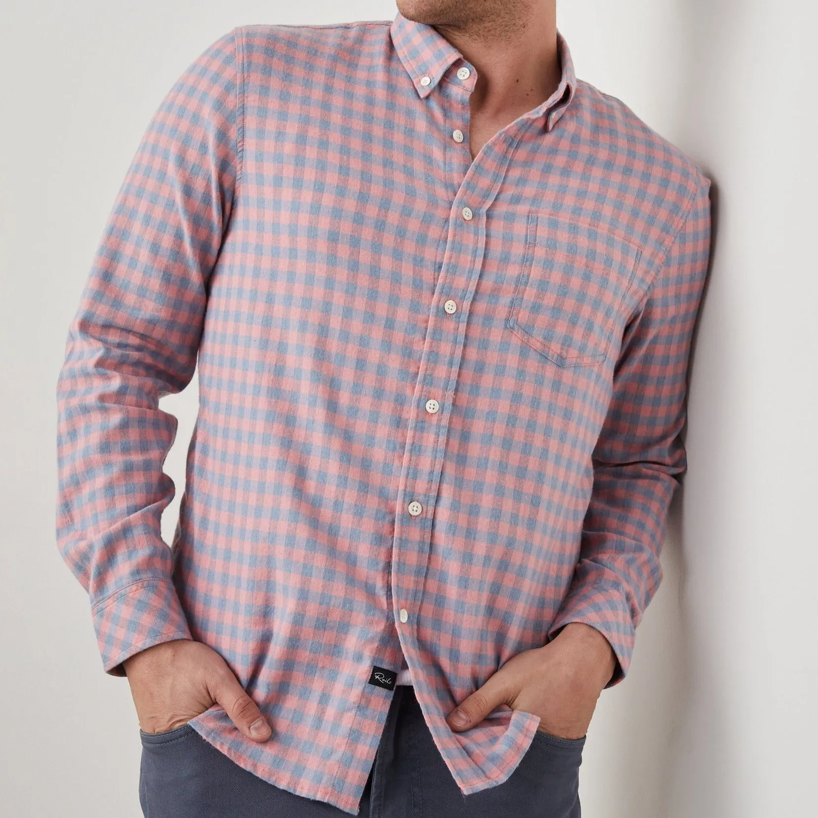 Reid Shirt - Melon Denim Melange sold by Cave and Post product image thumbnail 4