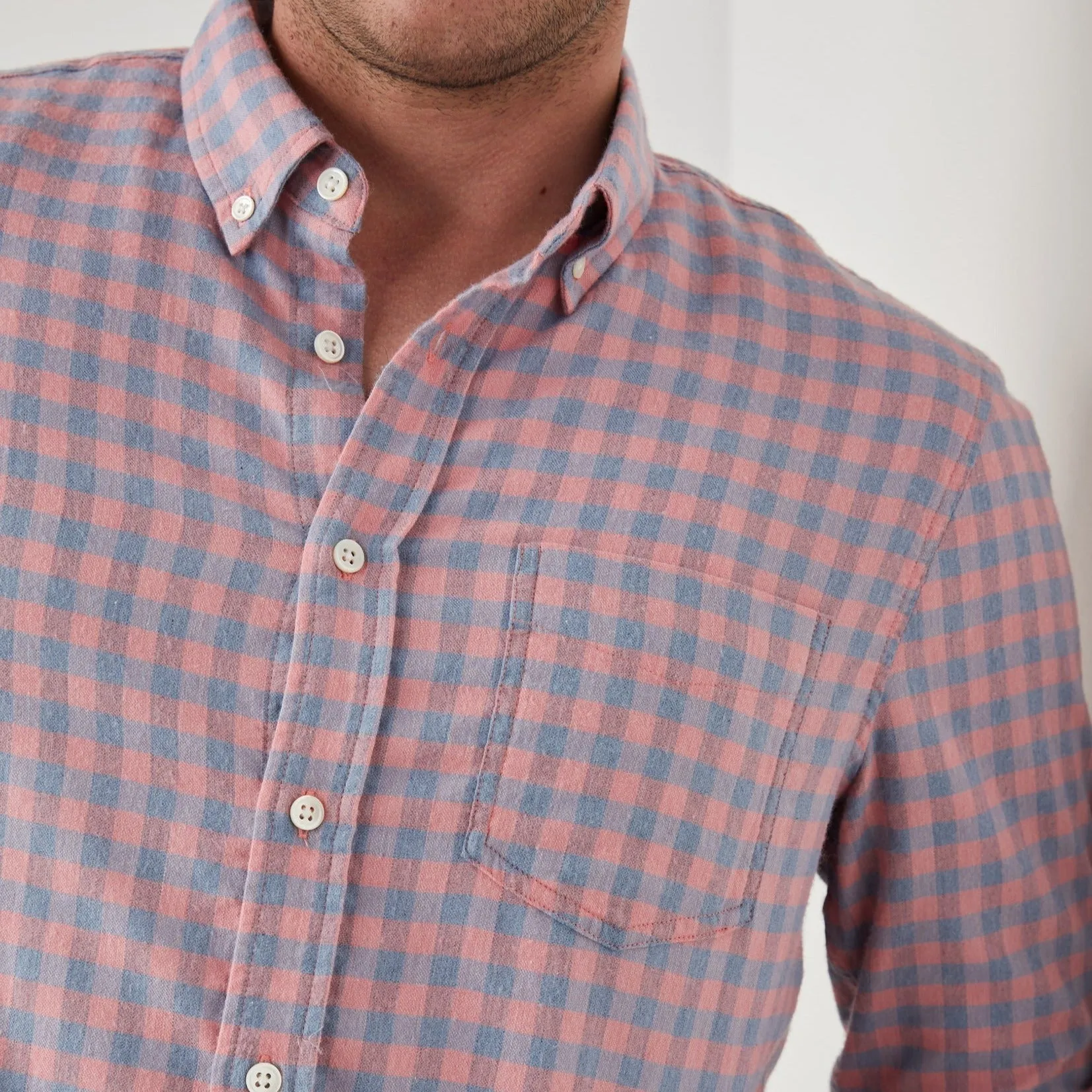 Reid Shirt - Melon Denim Melange sold by Cave and Post product image thumbnail 2