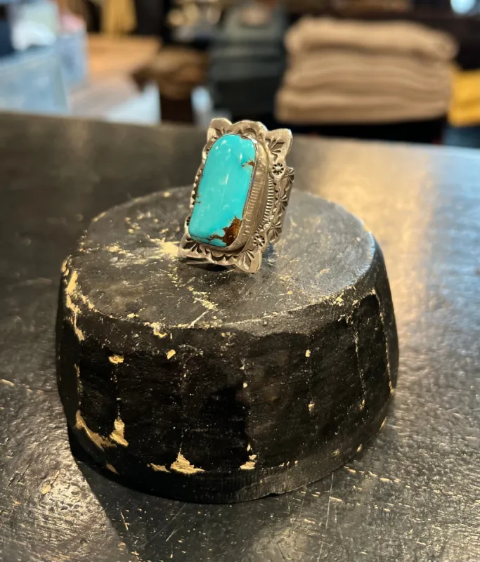 One of Kind Handmade Sterling and Turquoise Ring sold by Cave and Post