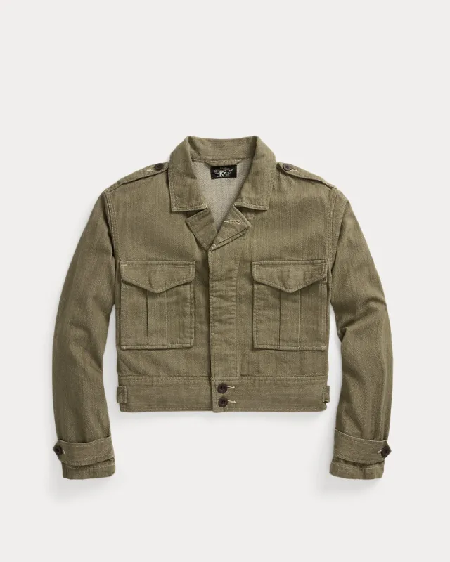 RRL Olive Slub Denim Jacket sold by Cave and Post