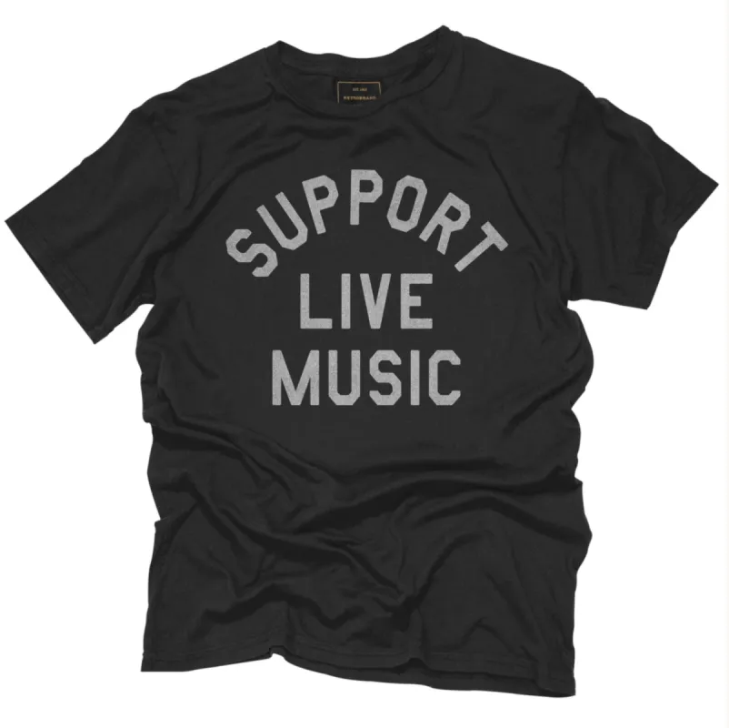 Retro Brand Black Label - Support Live Music Tee sold by Cave and Post