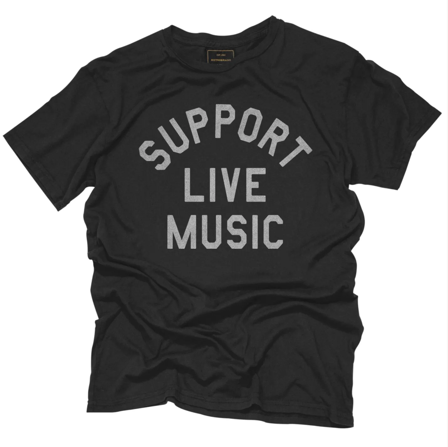 Retro Brand Black Label - Support Live Music Tee (Heavy Weight) sold by Cave and Post