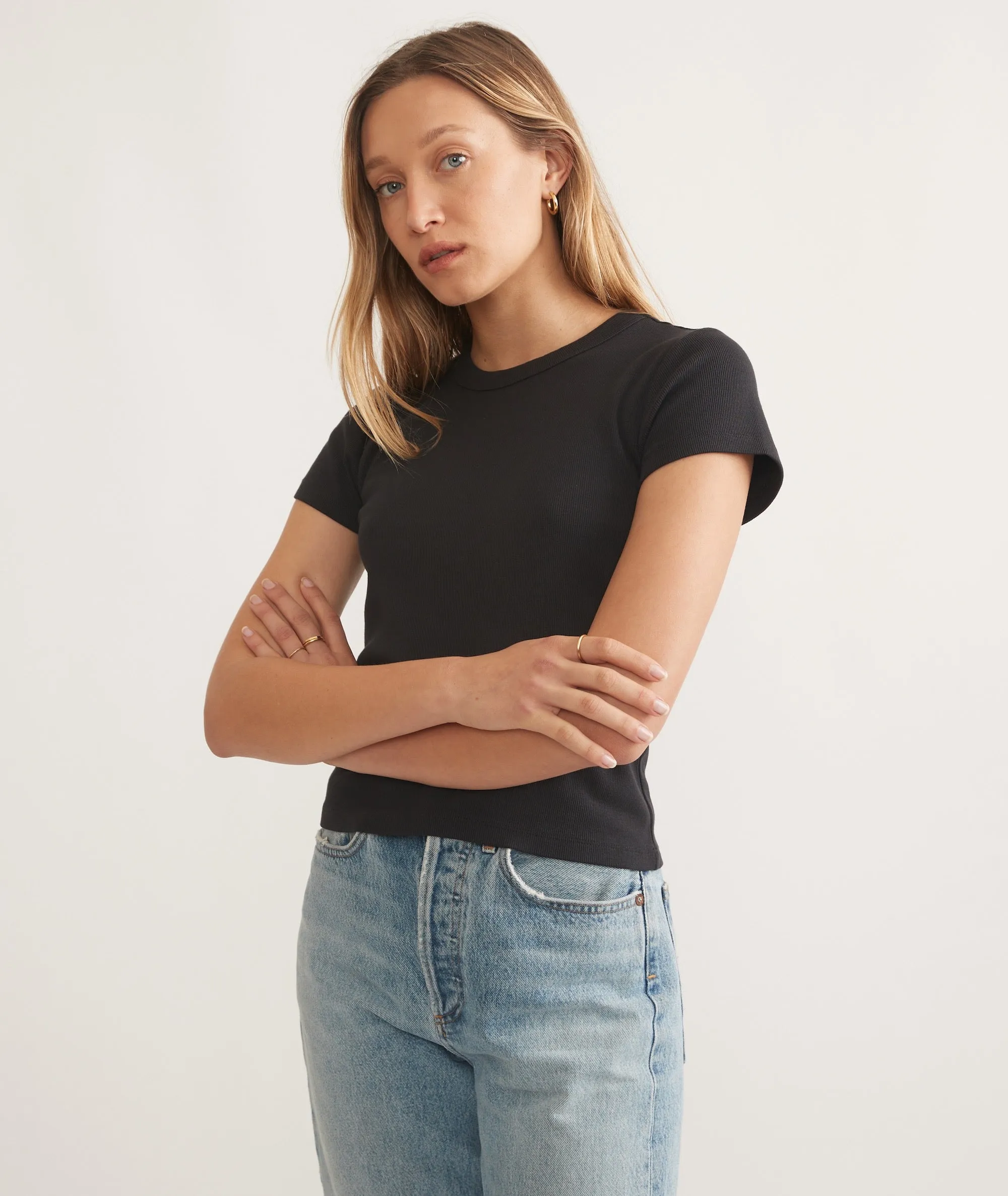 Lexi Rib Sun-In Crew Tee in Black sold by Cave and Post product image thumbnail 2