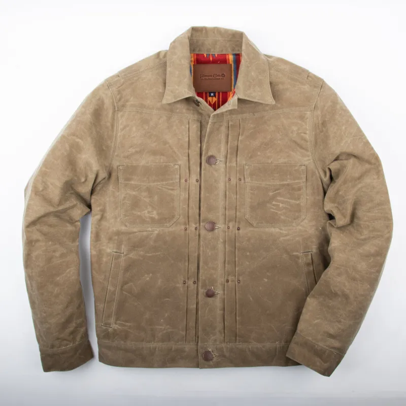 Riders Jacket Waxed Canvas Tobacco sold by Cave and Post