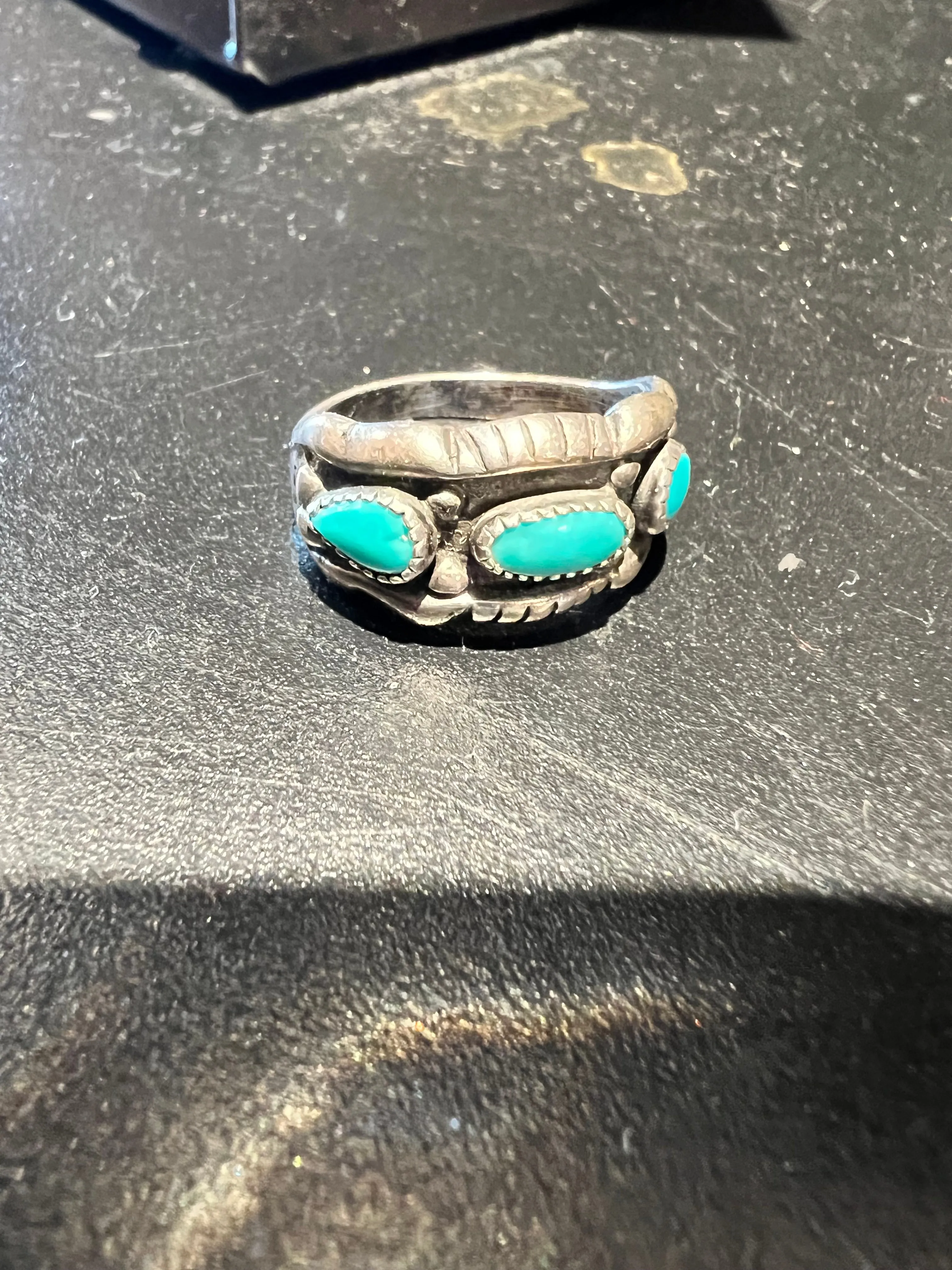 Vintage Sterling and Turquoise Ring sold by Cave and Post product image thumbnail 5