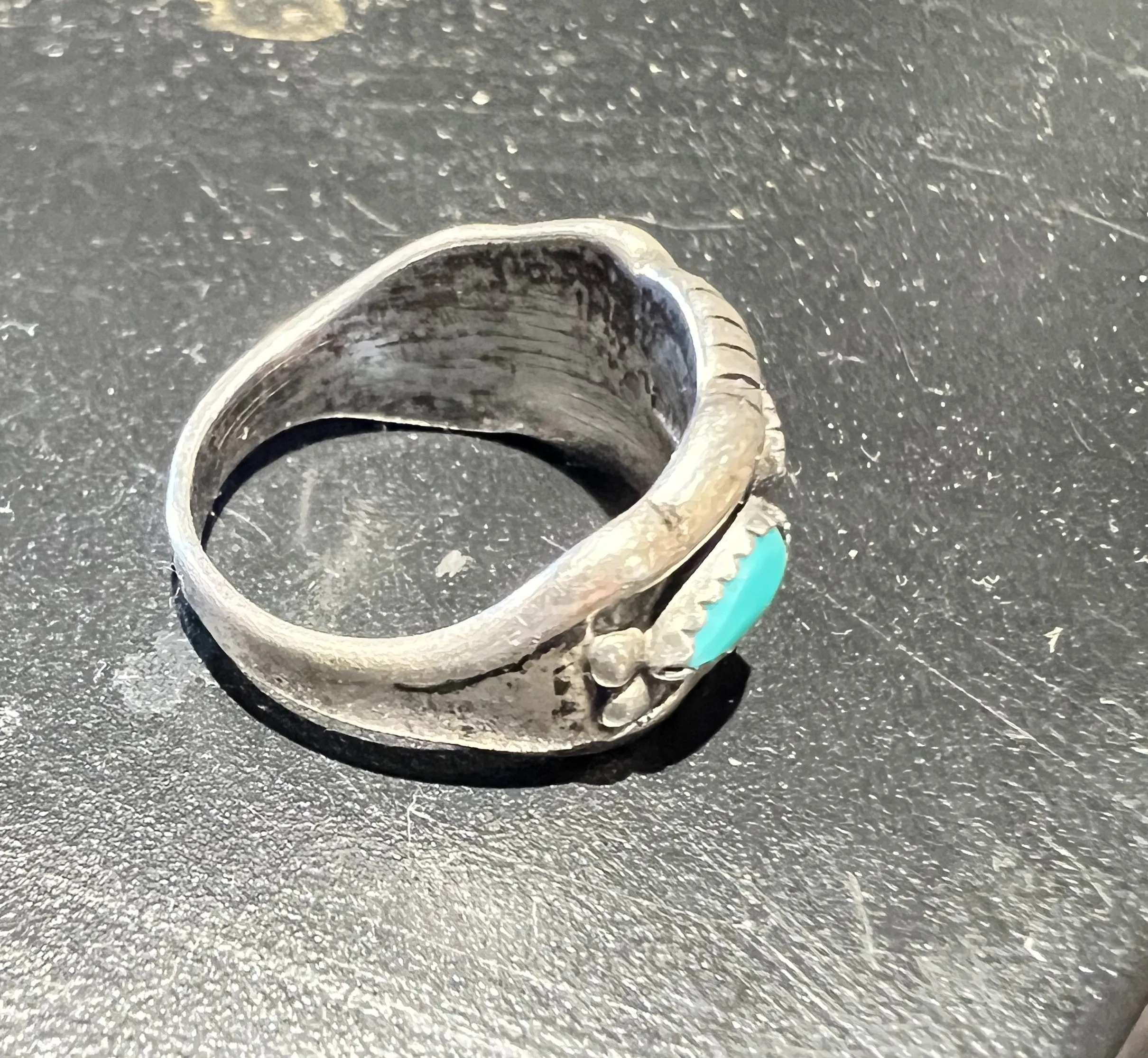 Vintage Sterling and Turquoise Ring sold by Cave and Post product image thumbnail 4