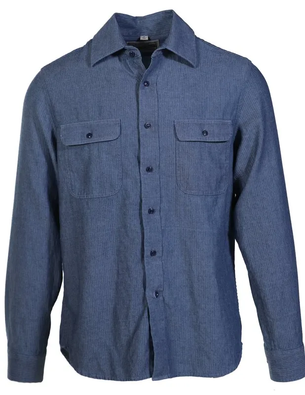 Schott NYC Cotton Shirts in Indigo - Herringbone sold by Cave and Post