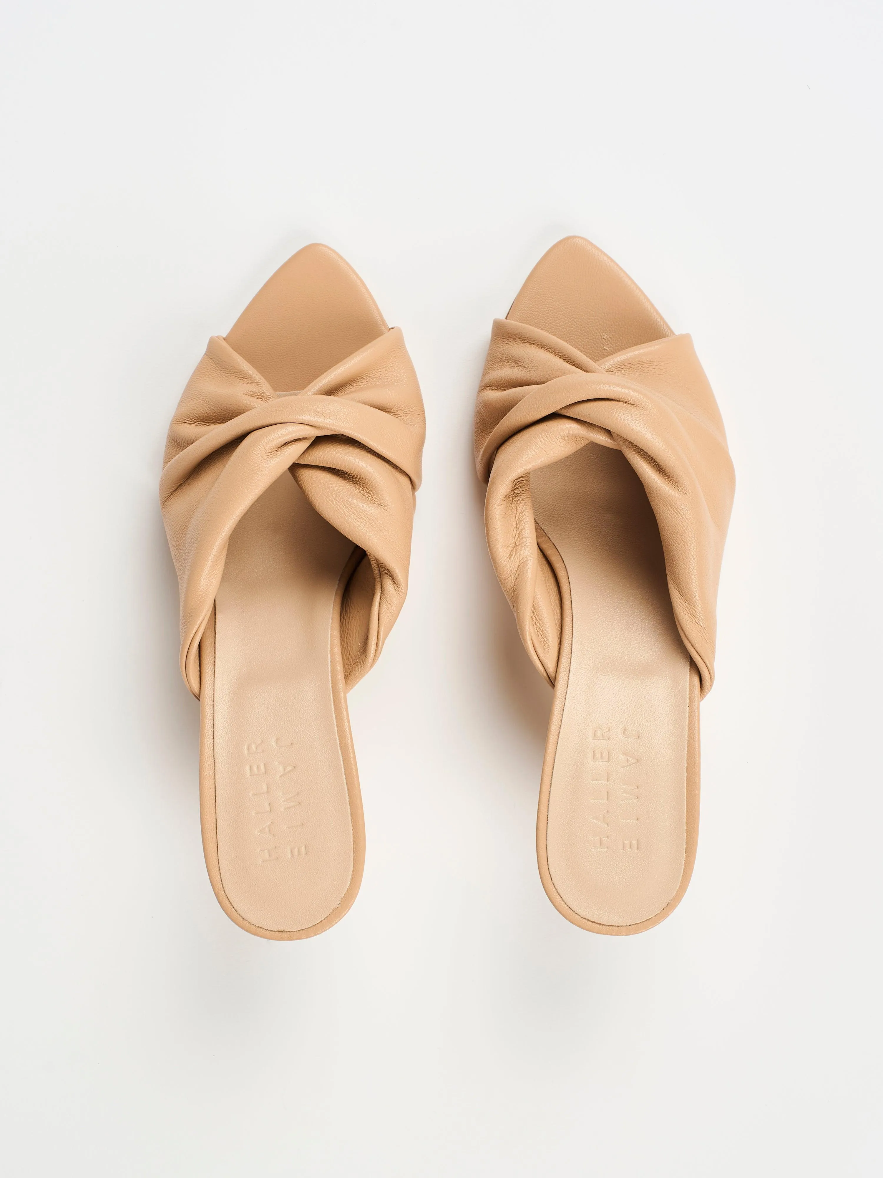 The Knot Heel in Sand sold by Jamie Haller