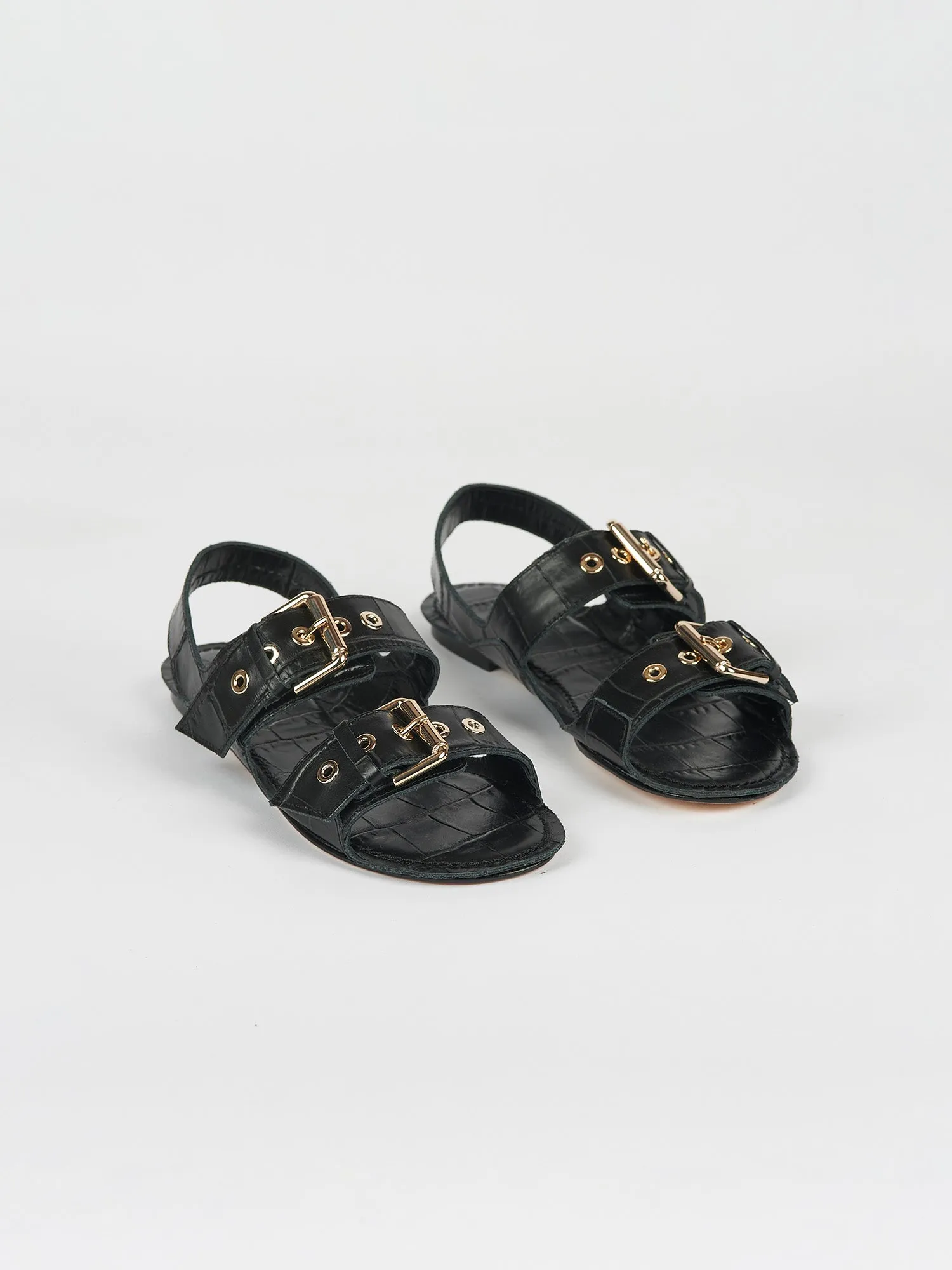 The Double Buckle Sandal in Black Croc sold by Jamie Haller product image thumbnail 4