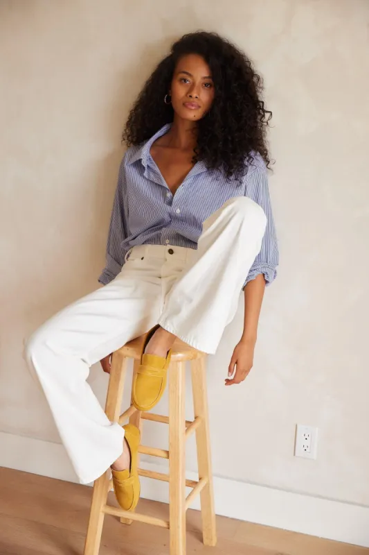 The Penny Loafer in Goldie Suede sold by Jamie Haller