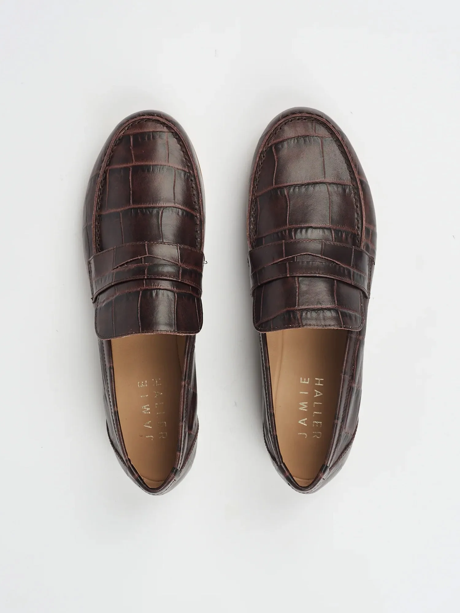 The Penny Loafer in Espresso Croc sold by Jamie Haller