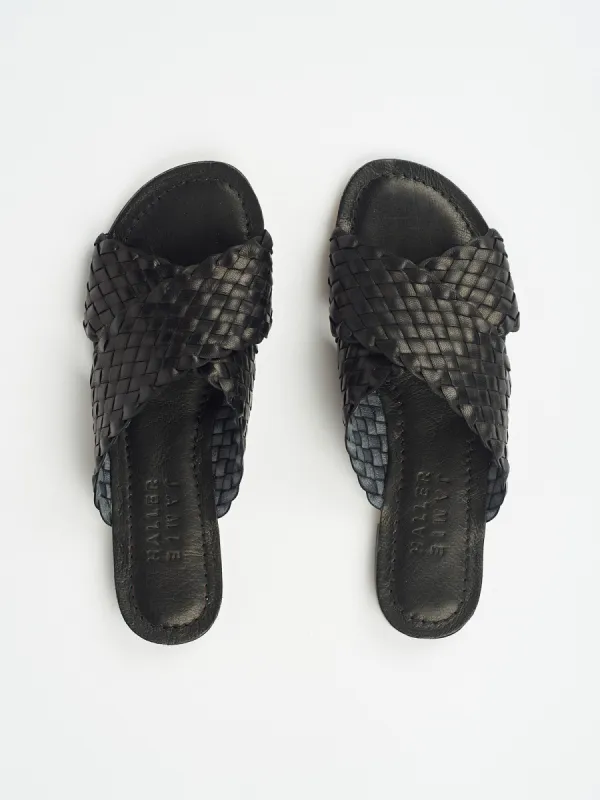 The Woven Strap Slide in Black sold by Jamie Haller